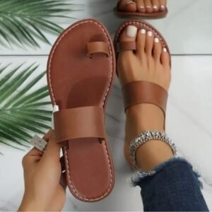 Brown female flat sandals